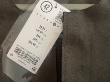 OKAZJA !!! LEKKI PŁASZCZYK NARZUTKA 42/44 ZIELONA/KHAKI JAK ZAMSZ