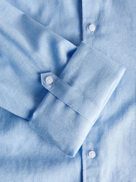 RESERVED PREMIUM koszula męska lniana len błękitna regular fit L