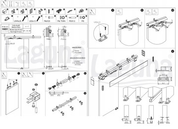 РАЗДВИЖНАЯ СИСТЕМА ДЛЯ ДВУХДВЕРНЫХ ДВЕРЕЙ 2,5 м, 250 см