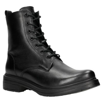 BUTY DAMSKIE SKÓRZANE ocieplane trzewiki BOTKI bikery Wojas czarne r. 37