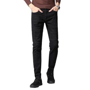 Ripped Jeans For Men Slim Skinny Fit Balck Stretch