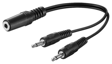 Kabel audio Y 3,5mm 1x gniazdo 2x wtyk 0.2m