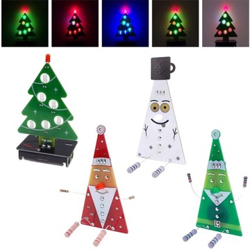 Pakiet ozdób DIY: Mikołaj, Bałwanek, Elf + Choinka LED RGB, AVTXMASBOX3