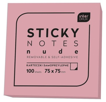KARTECZKI SAMOPRZYLEPNE STICKY NOTES NUDE RÓŻOWE