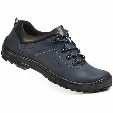 Buty męskie skóra granat trekkingowe KamPol r.45
