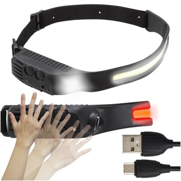 LATARKA CZOŁOWA LED MOCNA 7 TRYBÓW ŚWIATŁO BOCZNE