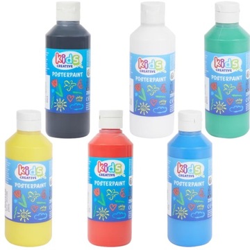 Zestaw Farb Plakatowych W Tubach Dla Dzieci Farba W Butelce 250ml x6