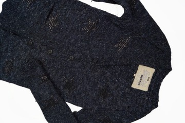 SUPERDRY cardigan gwiazdki dłuższy sweter akryl+wełna XS