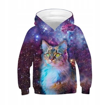 BLUZA DZIECIĘCA NADRUK 3D KAPTUR GALAXY KOTY