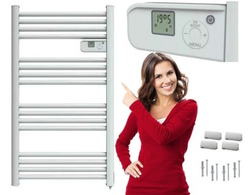 GRZEJNIK ELEKTRYCZNY łazienkowy DRABINKA 500W LCD TERMOSTAT ECO