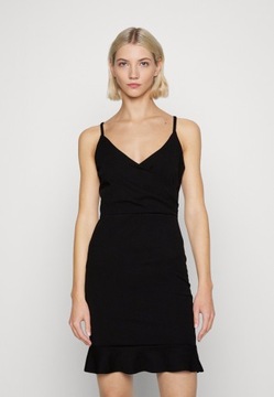 Czarna damska sukienka mini elegancka na ramiączkach, rozmiar XXS