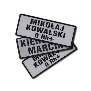 Imiennik emblemat odblask na rzepie 13x5cm dowolny