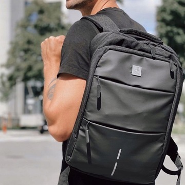 Функциональный рюкзак для ноутбука 15 6 Мужской водонепроницаемый черный USB-порт