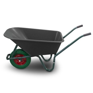 Тачка для сада и строительства, одноколесная, 100 л, 250 кг, чаша из ПВХ, ЧЕРНАЯ, зеленая.