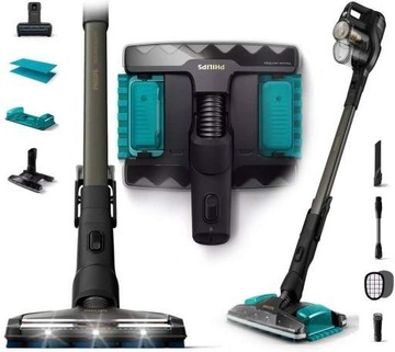 ВЕРТИКАЛЬНЫЙ РУЧНОЙ ПЫЛЕСОС 3в1 PHILIPS AQUA LED 80 МИН + АКСЕССУАРЫ