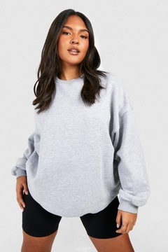 SZARA LUŹNA BLUZA DRESOWA KLASYCZNA DŁUGI RĘKAW OVERSIZED GŁADKA BOOHOO 46