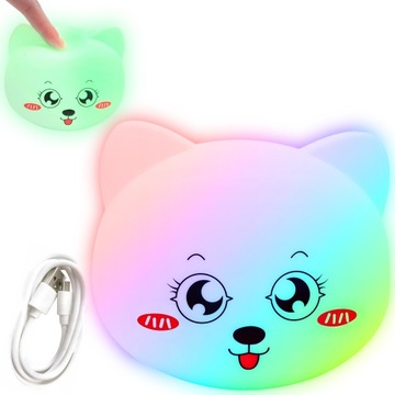 Silikonowa lampka nocna LED RGB KOTEK