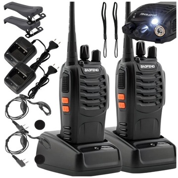 2x WALKIE TALKIE PMR + SŁUCHAWKI BAOFENG BF-888S