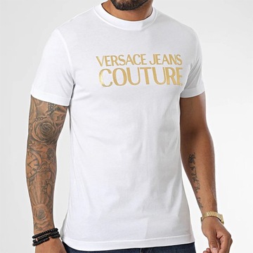 Koszulka t-shirt męska okrągły dekolt Versace Jeans Couture r. XL biały