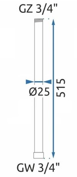 Przedłużka do zestawu prysznicowego 50cm Czarna