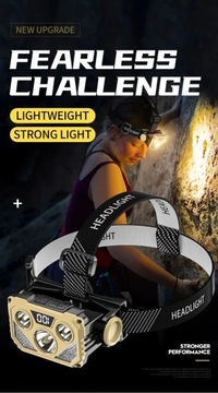 NOWOŚĆ LATARKA CZOŁOWA LED COB Lampa 5 x LED Cyfrowy Wyświetlacz