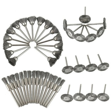 ZESTAW SZCZOTEK DRUCIANYCH INOX DO USUWANIA BURRS RUST 45 EL.