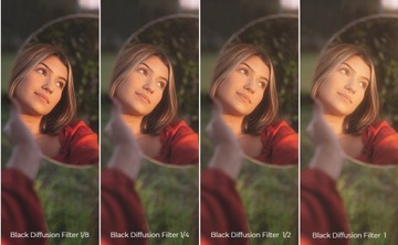 Фильтры: 2 черных диффузионных фильтра 1/4 + 1/8 на 82 мм.