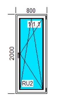 OKNA PCV 800x2000 RU BIAŁE, PRAWE