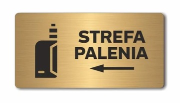 STREFA PALENIA B strzałka w lewo | Tabliczka informacyjna ZŁOTA | Druk UV