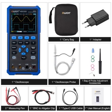 Цифровой осциллограф OWON HDS2202 + мультиметр