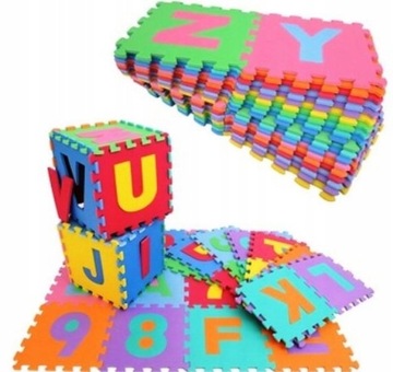 КОВРИК-ПАЗЗЛ 36 ЦИФРЫ БУКВЫ 30х30см 72 шт.