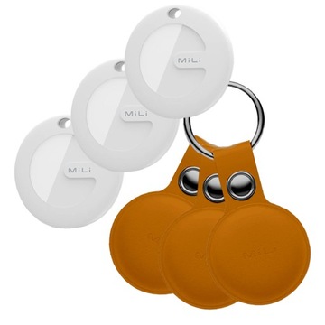 Lokalizator MiTag AirTag iOS 3-ój pak Bluetooth etui BRĄZOWE