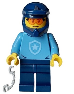 P8*LEGO FIGURKA cty1570 POLICJANT w KASKU MOTOCYKLISTA KAJDANKI, NOWA