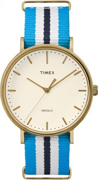 Zegarek męski na pasku złoty Timex Indiglo Nylon