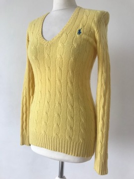 POLO RALPH LAUREN - sweter -WEŁNA/KASZMIR- warkocze - XS (34)-