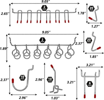 Набор металлических крючков 228 El. Перфорированная инструментальная доска