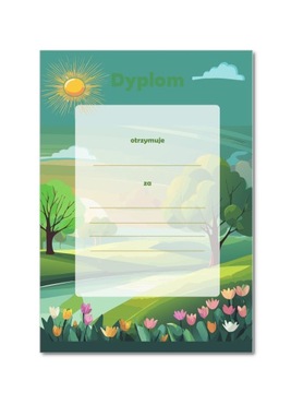 Dyplom wiosenny uniwersalny do wypełnienia wiosna A4 sztywny papier