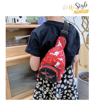 Kids Waist Bags Cartoon Dinosaur Print Outdoor Tra