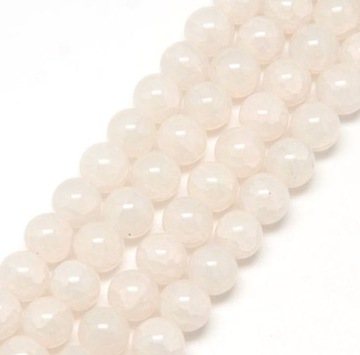MLECZNE CRACKLE 8mm 50szt KORALIKI JADEITOWE KREMOWE DO BRANSOLETEK KULKI