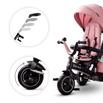 Kinderkraft Rowerek Trójkołowy 5w1 Spacerówka Wózek 9m+ EASYTWIST Różowy