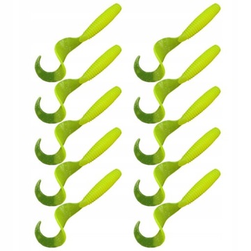 10 szt. Luminous Plastic Grub Soft Worm Yellow