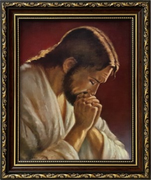 OBRAZ 31x26 JEZUS MODLĄCY SIĘ ZDOBIONA RAMA
