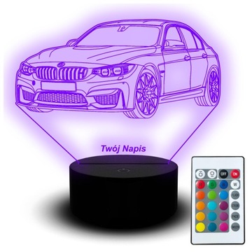 Lampka Nocna Led Statuetka Samochód BMW M3 340i F80 Auto Samochód Grawer