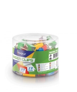 ОФИСНЫЕ ЗАЖИМЫ 19ММ ЦВЕТНЫЕ ТРУБКИ 40ШТ. ФОРОФИС