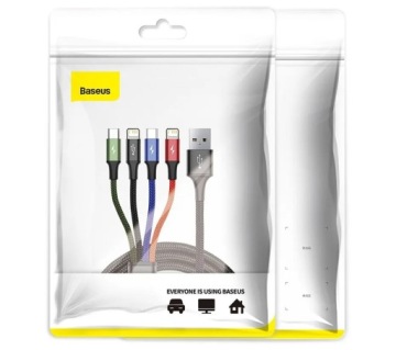 КАБЕЛЬ BASEUS 4 В 1 2XUSB TYPE C LIGHTNING MICRO БЫСТРАЯ ЗАРЯДКА 1,2 М