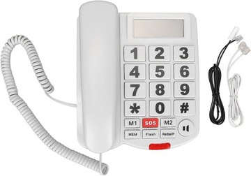 Telefon przewodowy z duymi przyciskami, biay