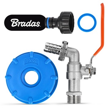 Кран для резервуара IBC емкостью 1000 л ДЛЯ МАУЗЕРА СО ШЛАНГОМ 1/2x3/4, заглушка впускного клапана