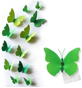 MOTYLKI MOTYLE 3D NA ŚCIANĘ DEKORACJA 12SZT 7xKOL