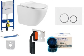 ZESTAW Stelaż WC GEBERIT + przycisk biały + miska WC + deska W/O + FRESH
