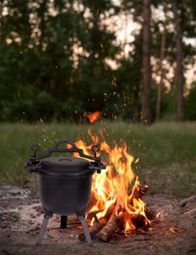 Чугунный эмалированный казан, охотничий котелок, выпечка, 5л, GRIL MK102, БЕСПЛАТНО